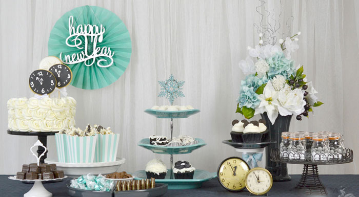 mesa de postres de año nuevo