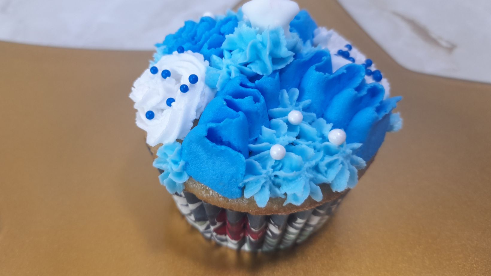 Cupcake decorated using the Sugar-Free Buttercream Frosting Recipe