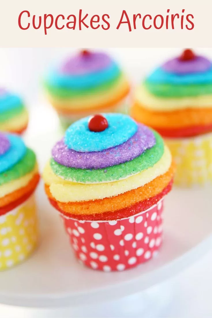 Cupcakes Arcoiris con Azúcar de Colores para Día del Niño