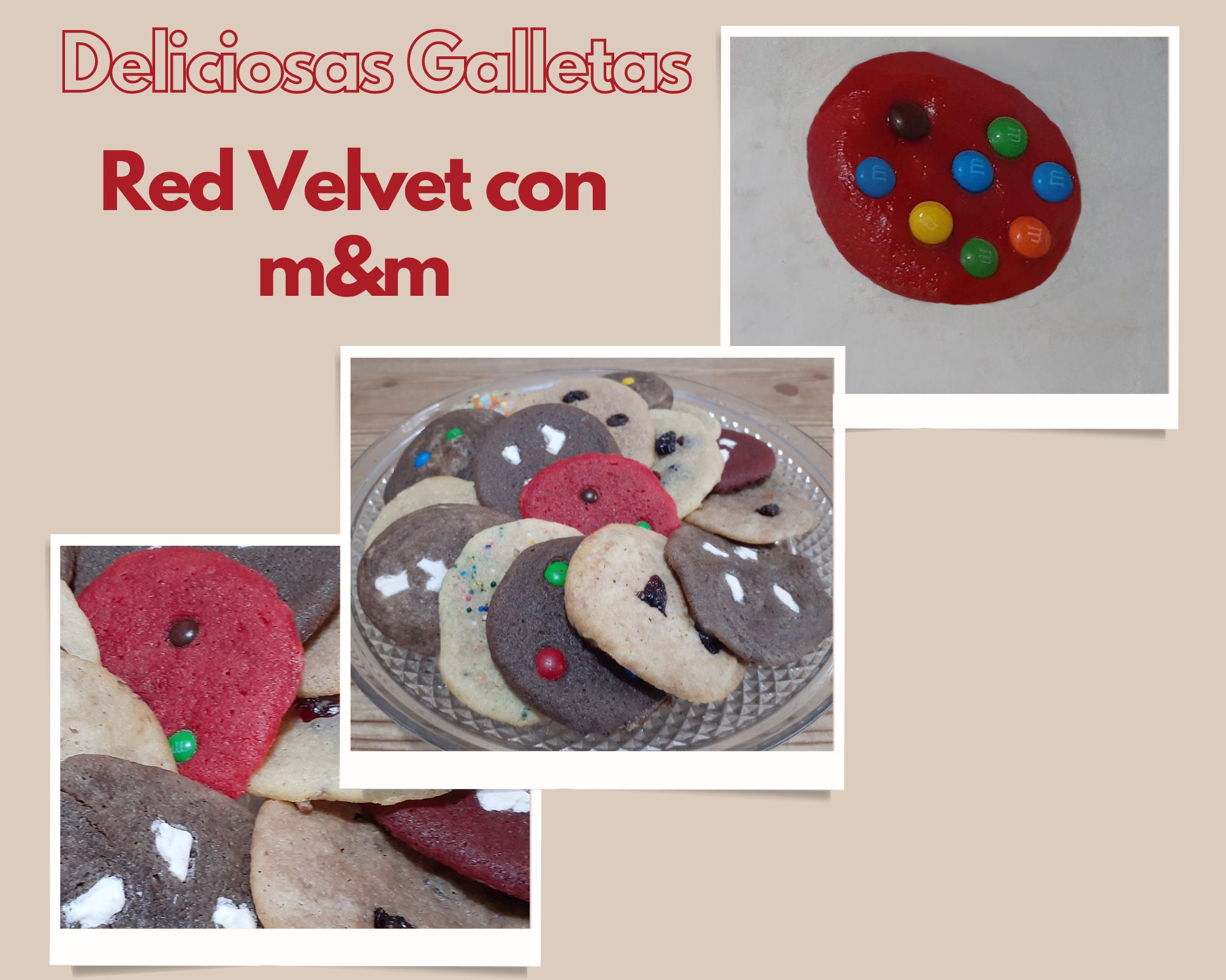 Galletas Red Velvet con Chocolates m&m