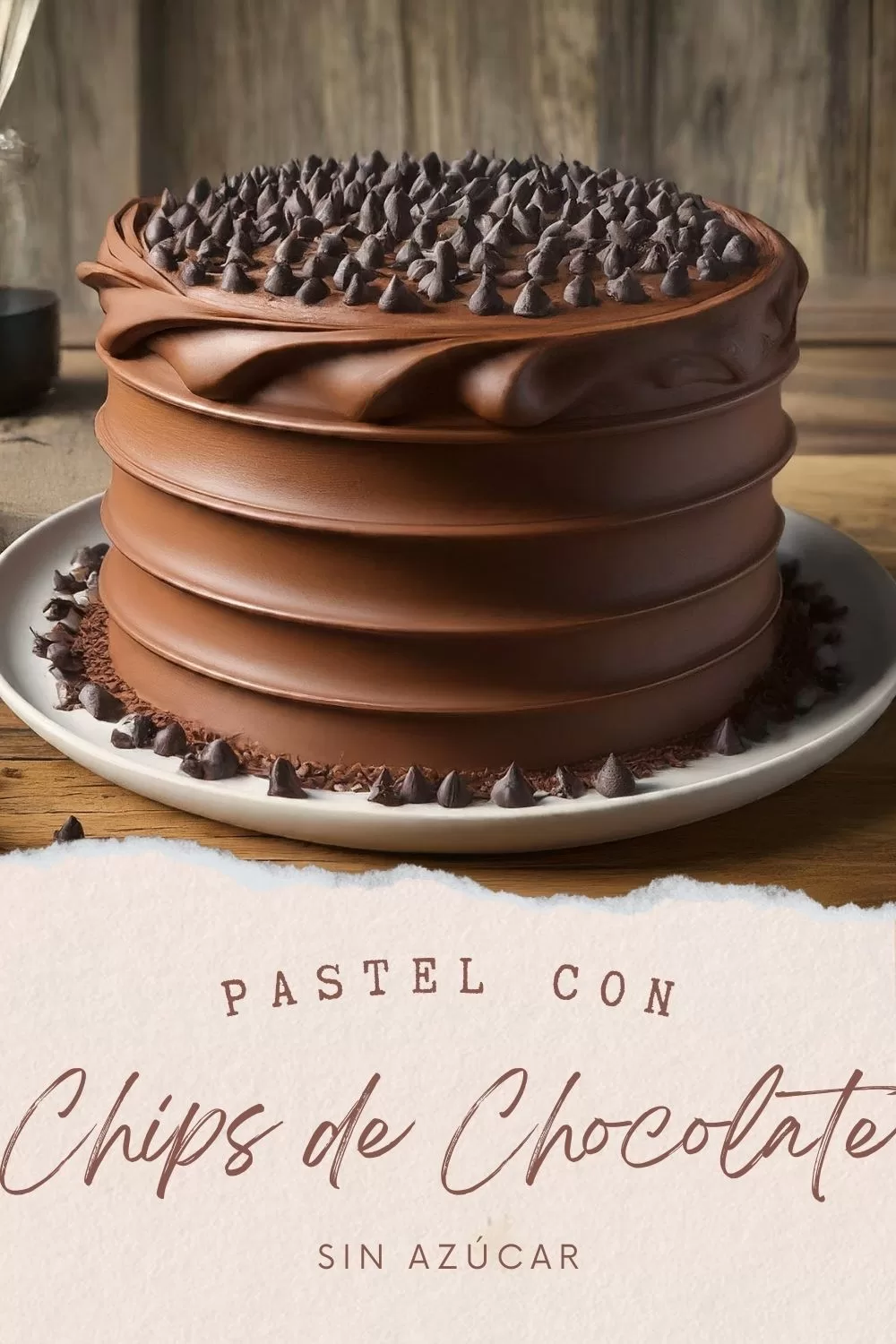 pastel con chips de chocolate sin azúcar