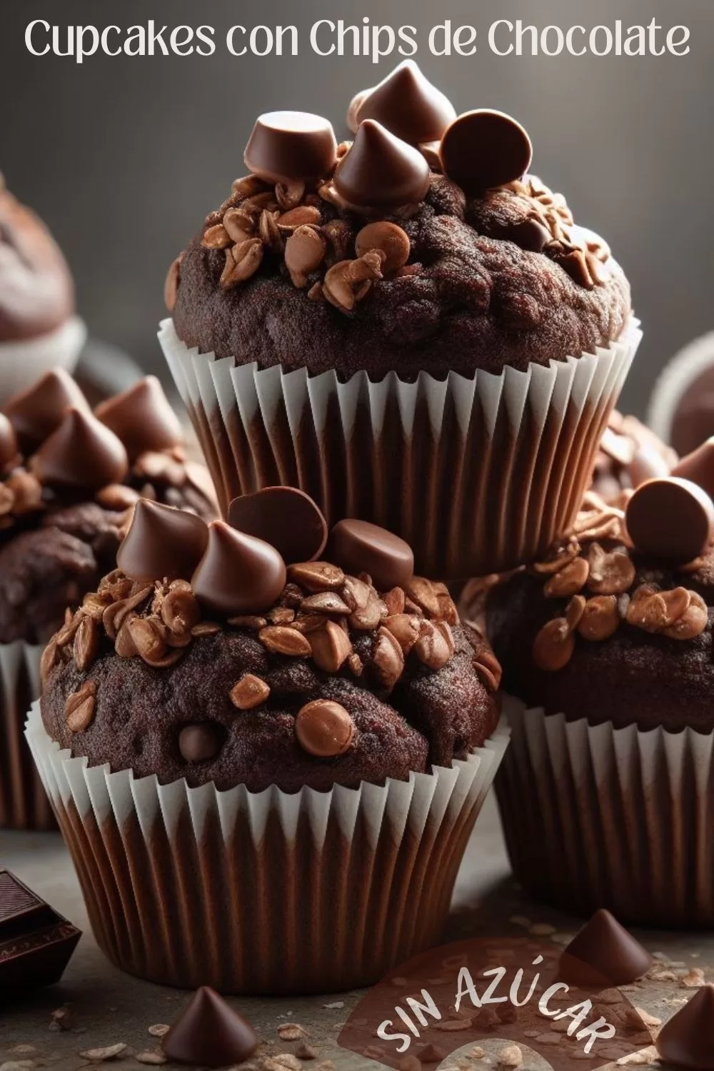 cupcakes con chips de chocolate sin azúcar