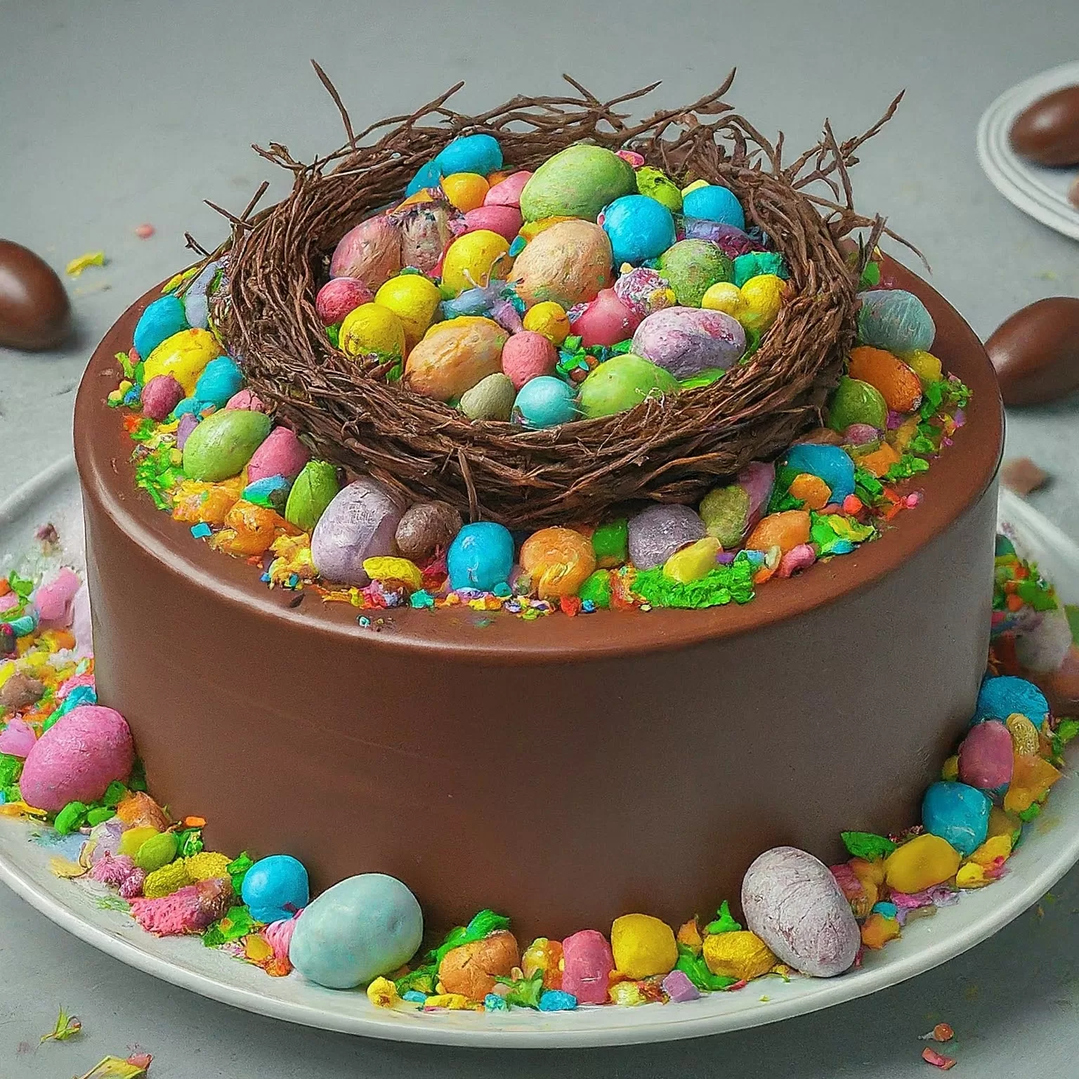 pastel húmedo de chocolate de Pascua