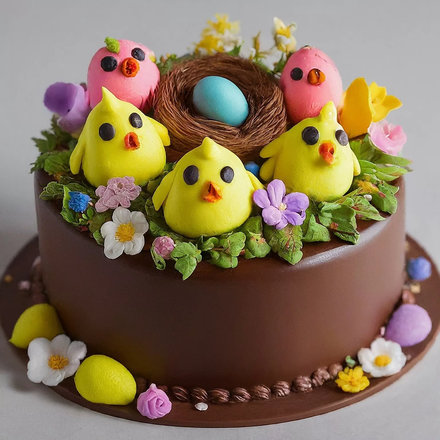 pastel húmedo de chocolate de Pascua