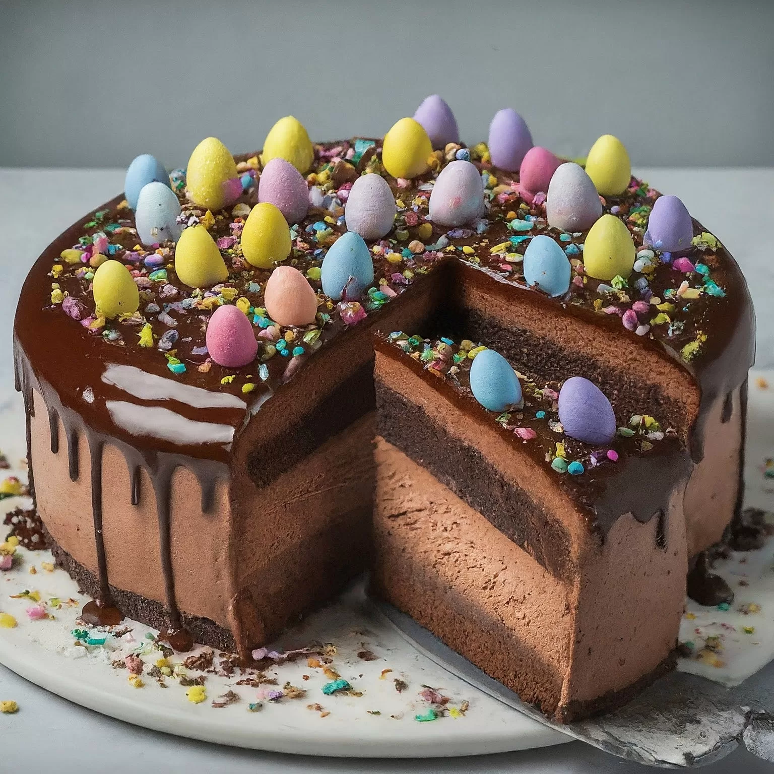 pastel húmedo de chocolate de Pascua